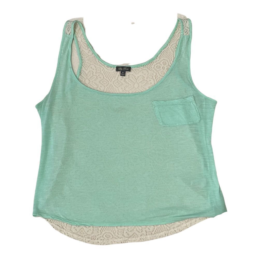 Lily Rose Lace‎ Back Boxy Tank Top Mint Green M